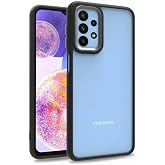 KZY İletişim Samsung Galaxy A23 ile Uyumlu Kapak Metal Kamera Korumalı Arkası Şeffaf Silikon Kılıf - Siyah