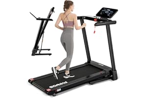 Folding Treadmill, PHIWOS Brushless Quite Motor Treadmill, 0.8-14km/h, Bluetooth, LCD, 42 * 122cm Running Belt, Indoor Walking Running Machine for Home Office Gym…