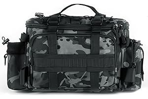 Croch Borsa per attrezzi da pesca – Borsa per pescatori – Borsa da pesca impermeabile con tracolla, borsa multifunzionale per attrezzatura da pesca all'aperto & accessori, multicolore, grigio mimetico