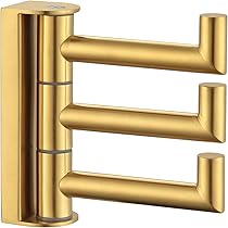 Anello Portasciugamani Girevole Angle Simple In Ottone Dorato – Acciaio Inox SUS 304, Montaggio A Parete, 20x7x14.6 Cm - copertina
