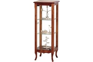 SPAZIO CASA Vetrinetta 1 Anta con Piedi a Sciabola in Legno Massello - Noce