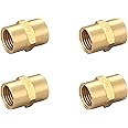 T TANYA HARDWARE Brass Coupling 1/4 Inch NPT Female x 1/4 Inch NPT Female Hex Head Pipe Fitting (Pack of 4), Compressor connector fnpt to fnpt Coupler, Air Hose Adapter Brass Fittings