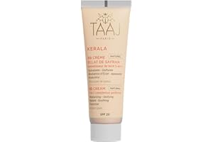 TAAJ | BB Crème Éclat de Safran Naturel SPF 20 - KERALA | Hydrate, Unifie & Illumine le teint | Apaisante | Cible les irrégularités du teint pour une peau parfaite | Légère & non grasse | Vegan | 50ml