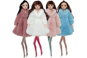 Lance Home 4 Conjuntos Ropa Abrigo de Felpa y Medias Calcetines + Zapatos para 29cm Muñecas Accesorios niños Estilo Casual