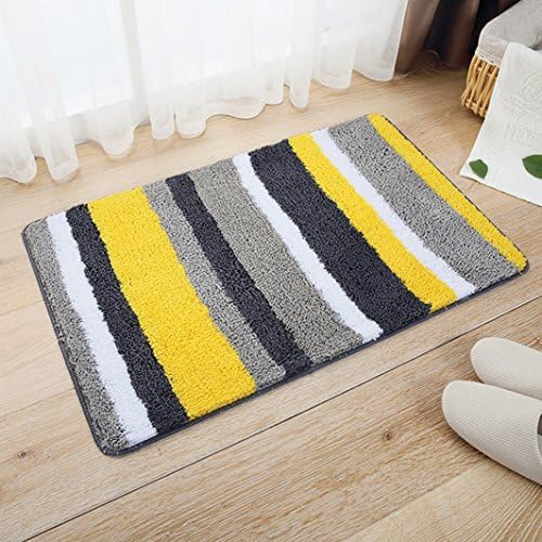 PRAGOO Colorful Striped Floor Mat Soft Door Rug Non-slip Bath Entrance Mat 45*65cm (Yellow)