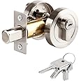 Single Cylinder Deadbolt Round Security Door Lock with Key Zinc Alloy Deadbolt Standard Size for Bathroom Door Lock Bedroom Door Lock Entrance for Interior and Exterior