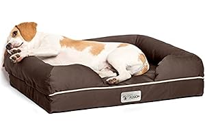 PetFusion Ultimate Memory Foam Dog Bed Lounge Orthopaedic Comfortable Small Waterproof Bed For Dogs and Cats - Chocolate Brown - Small - (64 x 51 x 14cm)