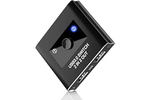 AUKOKIOULA USB Switch, USB 3.0 Switcher 2 in 2 Out, Switcher 2 computers Sharing 2 Devices for Printer, Keyboard, Scanner, Mouse, Compatible with Mac/Win/Linux