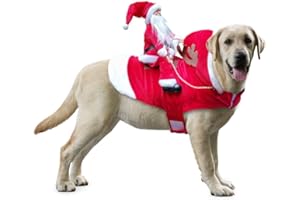 Idepet Kostium dla psa na Boże Narodzenie, kostium na Boże Narodzenie, z motywem Świętego Mikołaja, jeździectwa na zwierzęciu domowym, kota, sweter na Boże Narodzenie, czerwony