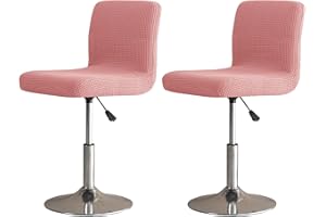 LIFEDX Bar Stool Covers Stretch Set of 2/4/6 Pack, Barstool Chair Slipcovers with Backs Square, Stool Cushion Slipcover Washable Barstool Protector Covers for Dining Room Kitchen-Pink||2PCS