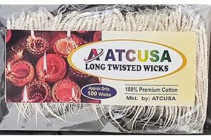ATCUSA Artcollectibles India 1 Pack Cotton Flame Wick (Jyot Bati) for Diwali Lighting, Akhand Jyot, Diya, Deepak - 100 Cotton Wicks