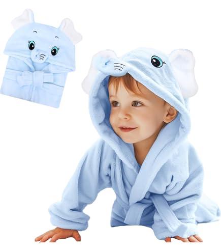 Serviette De Bain Bébé à Capuche Hilmocho - Peluche De Corail 110x68cm | Pour Nouveau-nés Et Enfants