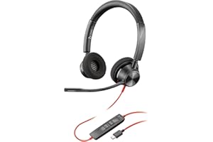 PLANTRONICS Micro-casque filaire Poly Blackwire 3320 – Perche de microphone flexible – Stéréo hi-fi – Connexion à un PC/Mac via USB-C ou USB-A – Fonctionne avec Teams/Zoom