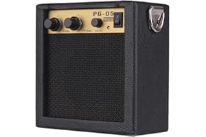 Btuty Wooden Guitar Amplifier Amp Speaker 5W with 6.35mm Input 3.5mm Headphone Output Supports Volume Tone Adjustment Overdrive