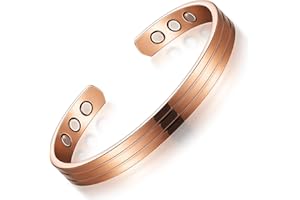 HERDEAR Kupfer Magnetarmband Bronzierte Magnetisches Armband Verstellbarer Kupfer Magnet Armreif mit 8 Magneten für Damen und Herren