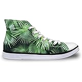 Coloranimal Spring Summer High Top Vulcanized Canvas Shoes Tropical Coconut Tree Sneakers