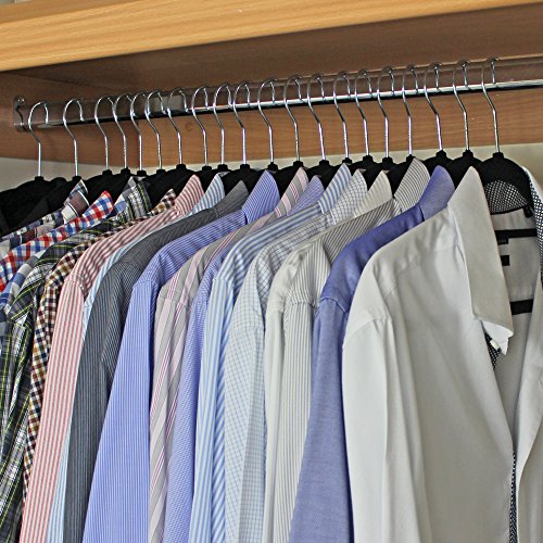 JVL Kleiderbügel mit Samtbezug, extraschmal, Schwarz, 120 Stück - 5