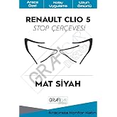 Graficar Design Renault Clio ile Uyumlu 5 Stop &Ccedil;er&ccedil;evesi Sticker Kolay Uygulama Uzun &Ouml;m&uuml;rl&uuml;, Mat Siyah