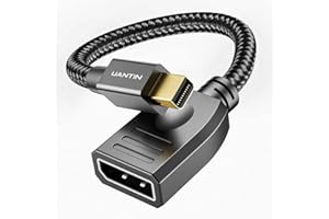UANTIN 8K Mini DisplayPort to DisplayPort 1.4 Adapter (8K@60Hz, 4K@120Hz, 2K@240Hz) 32.4Gbps Bi-Directional Mini DP [Thunderbolt 2] Male to DP Female Converter for Gaming Laptop, MacBook, PC, Monitor