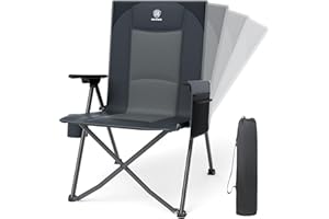 EVER ADVANCED Sedia da campeggio pieghevole con schienale regolabile in 4 posizioni portata di 160kg sedia reclinabile pieghevole con tasca laterale e portabevand per campeggio, giardino e balcone