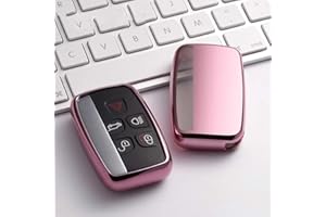 LINGXIYA Cover per chiave auto a 5 pulsanti compatibile con Land Rover Range Sport Evoque Aurora Jaguar XF XJ XJL XEL XFL F-pace, custodia protettiva in morbido TPU (rosa)