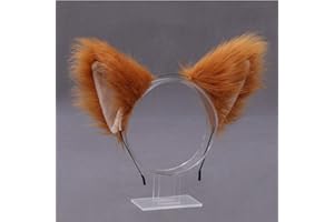CAMELLIASS Faux Fur Fox Cat Ears Headband Hair Hoop Hairband Animal Ears Cosplay Party Costume Ears Headwear (Camel)