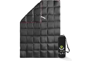 4Monster Couette d'extérieur ultra légère pour le camping, couette de voyage compacte et chaude pour l'extérieur, l'intérieur et les voyages, Grille – Noir, M: (137*203 cm )