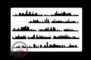 Herterich Products Airbrush Stencil for Skyline | Tattoo and Graffiti Stencil Template | Precise City Design | Riutilizzabile e resistente ai solventi
