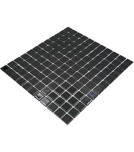 Mosaïque Céramique Noire Brillante – Pour Cuisine Et WC, 10 Plaques, Mosaik-Netzwerk