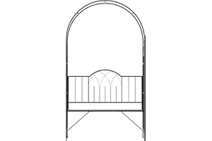 Outsunny Rosenbogen mit Bank Rosenbank Laubenbank Philosophenbank Rankgitter Rankhilfe Gartenbank Metall Schwarz 115 x 59 x 203 cm
