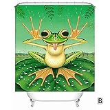 CXJQ 71'X71 Impermeable Divertido Animal Rana Cortina De Ducha Cortina De Baño De Impresión...