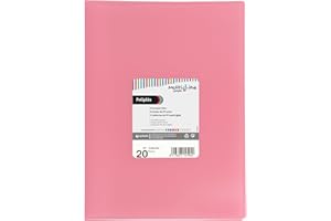 GRAFOPLAS Grafoplás | Portafolio Plastico | 20 Fundas Transparentes | Tamaño Folio | Color Rosa Claro | Tapas Flexibles | Poliplás Multiline | Perfecto Material Escolar y de Oficina