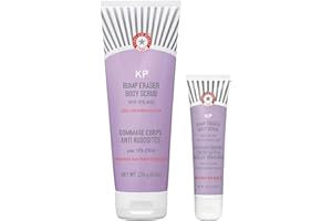 First Aid Beauty KP Bump Eraser Body Scrub Exfoliant for Keratosis Pilaris with 10% AHA – 8 oz + Bonus 1 oz Travel Size Tube