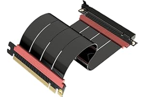 LINKUP - AVA5 Câble Riser PCIE 5.0 | Futur prêt avec Support GPU Gen 5 | Vitesse x16 128Go/s | Compatible avec PCIe 4.0 & WRX80/WRX90E | 180 Degrés, Noir 20cm