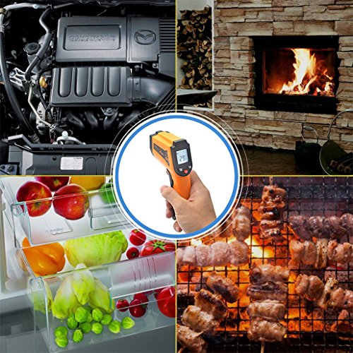 Infrarot Laser Thermometer Haushaltsthermometer Temperaturmessgerät – Leknin Digitalthermometer mit LCD Beleuchtung Messbereich -50°C bis +400°C - 7