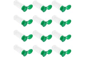 BESTonZON 12 botes de especias de plástico vacíos, dispensador de especias/vertedor con tapa, perfecto para almacenar especias, hierbas y polvos (verde)