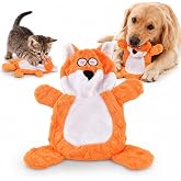SOGUD Kedi K&ouml;pek Oyuncağı Sesli Hışırtılı Peluş Tilki, Isırınca Ses &Ccedil;ıkaran Kafa, Hışırtılı G&ouml;ğ&uuml;s B&ouml;l&uuml;m&uuml;, Yumuşak Etkileşimli
