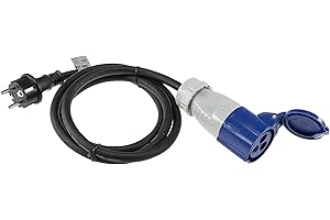 ChiliTec Cavo adattatore CEE da 1,5 m, spina maschio a presa di terra, protezione IP44 da spruzzi d'acqua, 230 V/16 A, 3 pin, per campeggio, barca, camper, roulotte
