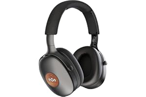 Marley House of Positive Vibration XL ANC Over Ear Kopfhörer Bluetooth - Noise Cancelling Kopfhörer kabellos aus nachhaltigen Materialien, 35 Std. Spielzeit, ANC Headphones mit Mikrofon, Schwarz