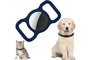 PKQTOP Pet Collar Holder for Airtag, Silicone Dog Collar Cover Compatible with Apple Airtag GPS Tracker, Waterproof Case for Cat Collar
