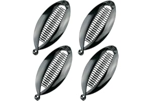 Clyhon Spinki do włosów bananowe, 4 sztuki, w kształcie ryby, banany, koński ogon, ryba, grzebień do włosów, 14 cm, dla kobiet (czarne)