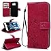 Produktbild SMART LEGEND Samsung Galaxy S7 Edge Lederhülle Schmetterling Weinstock Premium Schutzhülle Wallet Case Rose Rot Muster Design Etui Brieftasche Ledertasche mit Handschlaufe Neu Zubehör im Bookstyle Cover Schale mit Ständer Standfunktion Etui Karten Slot und Magnetverschluss Flip Case