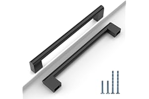 9BUILD Lot de 10 Noir Poignee de Meuble Entraxe 160mm Cuisine Poignée Acier Inoxydable Meuble Poignet de Porte Cuisine Poignées pour Placards Poignet Meuble Cuisine EU0030