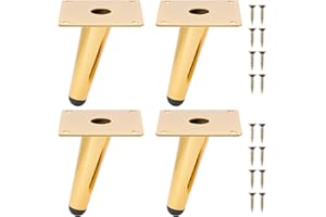 NAKUPENDA Patas de Muebles 4Pcs Patas de Muebles de Cono Inclinado Patas de Armario de Metal Patas de Mesa para Gabinete Silla Mesa de Café Sofá (10cm Altura,Dorado)