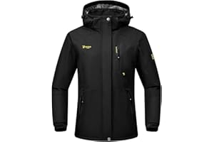 Rdruko Skijacke Damen Warme Winterjacke Gefüttert Verdickt Softshelljacke Wasserdicht Snowboardjacke Atmungsaktiv mit Abtrennbarer Kapuze