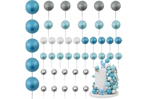 LARDUX 45 PCS Ball Cake Toppers - Baking Cake Decorations DIY Mini Balloon Cupcake Insert for Boys Birthday Party Baby Shower Wedding - Blue