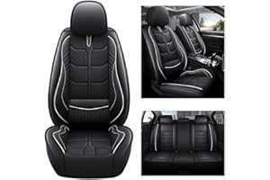 maiqiken Funda de asiento de coche para SEAT Tarraco, juego completo de 5 asientos para todo tipo de clima, funda de asiento de piel, color negro y blanco