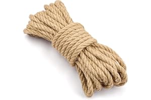QITIXI:OU Hanfseil, 10 mm Dicke 10 m Juteseil, Natur Tau Seil Kordel, Garten Jute Tauwerk Handlaufseil Schiffstau Schnur Juteschnur Bastelschnur für Garten, DIY Kunsthandwerk, Verpackungen und Dekoration