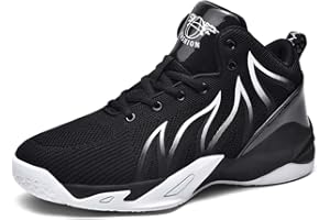 HYDLONGR Men's Breathable Knit Fabric Comfortable High-Top Trainers Shoes Shoes Basketball Shoes Casual Sneakers