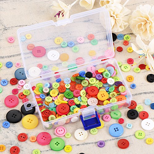 Outus 300 Stück Verschiedene Farben Resin Knöpfe 2 und 4 Löcher Runde Handwerk Knöpfe mit Kunststoff Aufbewahrungsbox für Nähen DIY Handwerk - 5